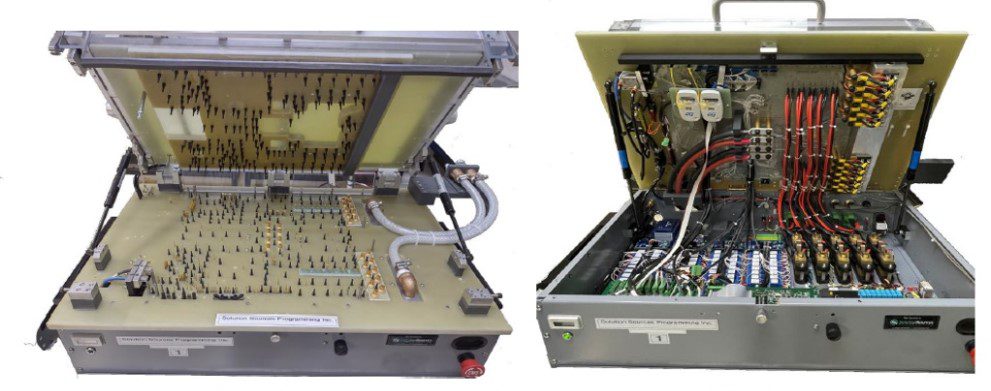 High-Power fixture with water-cooled heatsink Two computers are shown side by side with wires.